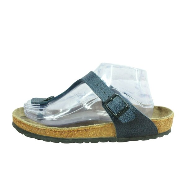 Birkenstock Gizeh Blue Leather T Strap Slip-on Thong Sandals Size 40 US 9 - Picture 1 of 9